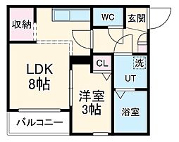 メイクスR伝馬公園 1LDKの間取図画像