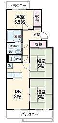 メゾンやしま 4階3DKの間取り