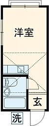 新調布ハイツＢ 2階ワンルームの間取り
