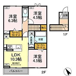 アールブガイア 2階3LDKの間取り