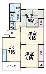 JR東海道本線 穂積駅 徒歩10分の賃貸マンション 3階3DKの間取り