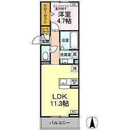 名鉄犬山線 西春駅 徒歩5分の賃貸アパート 2階1LDKの間取り