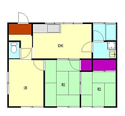 駒千代ハイツ 1階3DKの間取り