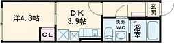 京王線 上北沢駅 徒歩7分の賃貸マンション 1階1Kの間取り