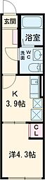 Brio高井戸 4階1Kの間取り