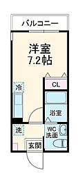 JR横浜線 長津田駅 徒歩9分の賃貸アパート 3階ワンルームの間取り