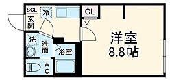 アルマン湘南台 1階1Kの間取り