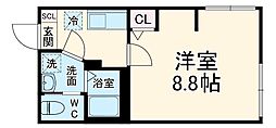 アルマン湘南台 2階1Kの間取り