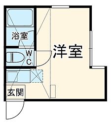 ユナイト根岸アンドレッティー 2階ワンルームの間取り