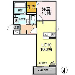 グラース 1階1LDKの間取り