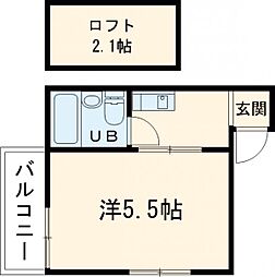 松林堂SK第6マンション 2階1Kの間取り