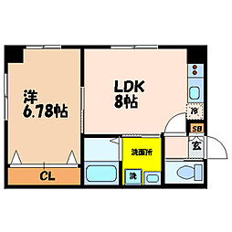 ＴＲＵＳＴII 2階1LDKの間取り