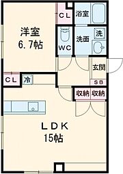 ＶＩＳＴＡ　ＭＩＮＡＭＩＤＡＩ 1階1LDKの間取り