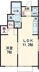Arcobaleno(アルコバレーノ) 1階1LDKの間取り