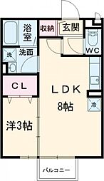 アルバ　Ｂ 2階1LDKの間取り