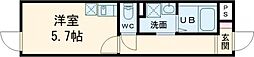 ピースフルパレス世田谷 5階ワンルームの間取り
