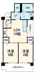 金城ビル 3階2LDKの間取り