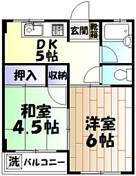 メゾンスウィート 3階2DKの間取り