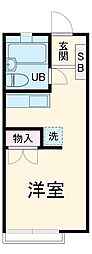 ルミナス本中山 1階ワンルームの間取り