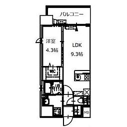 QuintetNAMBA 1LDKの間取図画像
