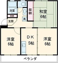 JR中央線 豊田駅 徒歩12分の賃貸マンション 2階3DKの間取り