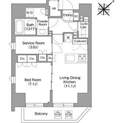 都営三田線 三田駅 徒歩5分の賃貸マンション 10階1SLDKの間取り