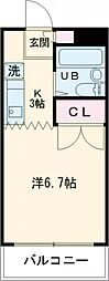 ハイネス宮腰 3階ワンルームの間取り