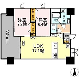 ＴＨＥ　ＲｅｊｕｖｅＰｏｒｔ　ＫＩＳＡＲＡＺＵ 9階2LDKの間取り