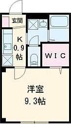 フルール石神井公園 2階1Kの間取り