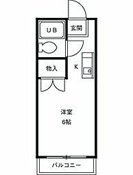 ティエルスクウエア 2階ワンルームの間取り