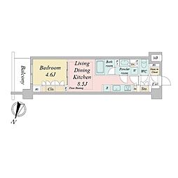 東京メトロ東西線 早稲田駅 徒歩9分の賃貸マンション 4階1LDKの間取り