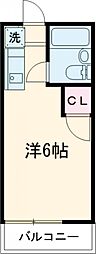 京王動物園線 多摩動物公園駅 徒歩9分の賃貸アパート 2階ワンルームの間取り