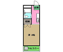 サンアベニュー二葉 2階ワンルームの間取り