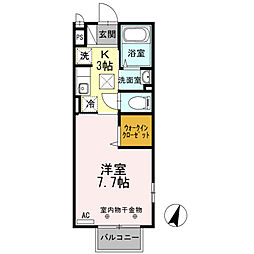ヴェルデ2 1Kの間取図画像