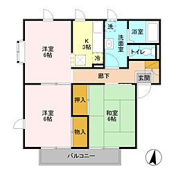 東武東上線 川越駅 バス12分 神明町車庫下車 徒歩2分の賃貸アパート 1階3Kの間取り