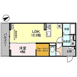 フェリーチェTAKASAKI　II 1階1LDKの間取り