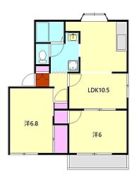 タウンホーム酒匂 2階2LDKの間取り