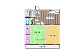ドミール立川 2階2DKの間取り