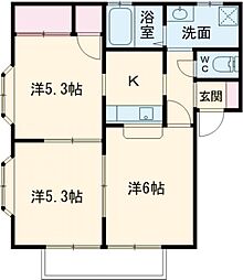 JR両毛線 駒形駅 3.2kmの賃貸アパート 2階3Kの間取り