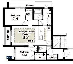 グランフォルトゥーナ久我山 2階2LDKの間取り