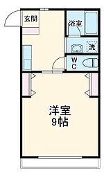 オーインIII 1階1Kの間取り