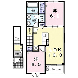 グランマーレ　糸　III 2階2LDKの間取り