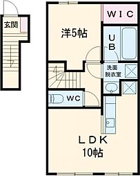 グランリーファ高林西 2階1LDKの間取り