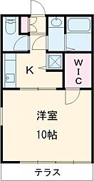 クローバーハイツ 1階1Kの間取り