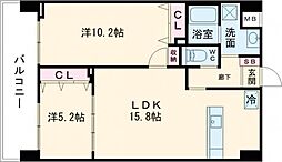 向山ガーデンレジデンス 1階2LDKの間取り