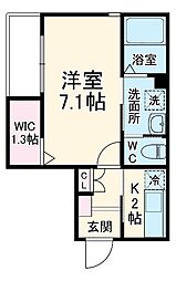 プレジオ高津 1Kの間取図画像