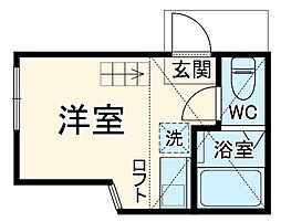 ユナイトファーストブランチ金沢 1階ワンルームの間取り