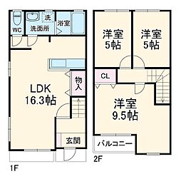 ファビージョージアン・ウェスト 1階3LDKの間取り