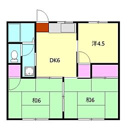 スカイハイツ 2階3DKの間取り