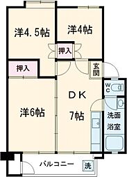 富士見町住宅　18号棟 1階3DKの間取り